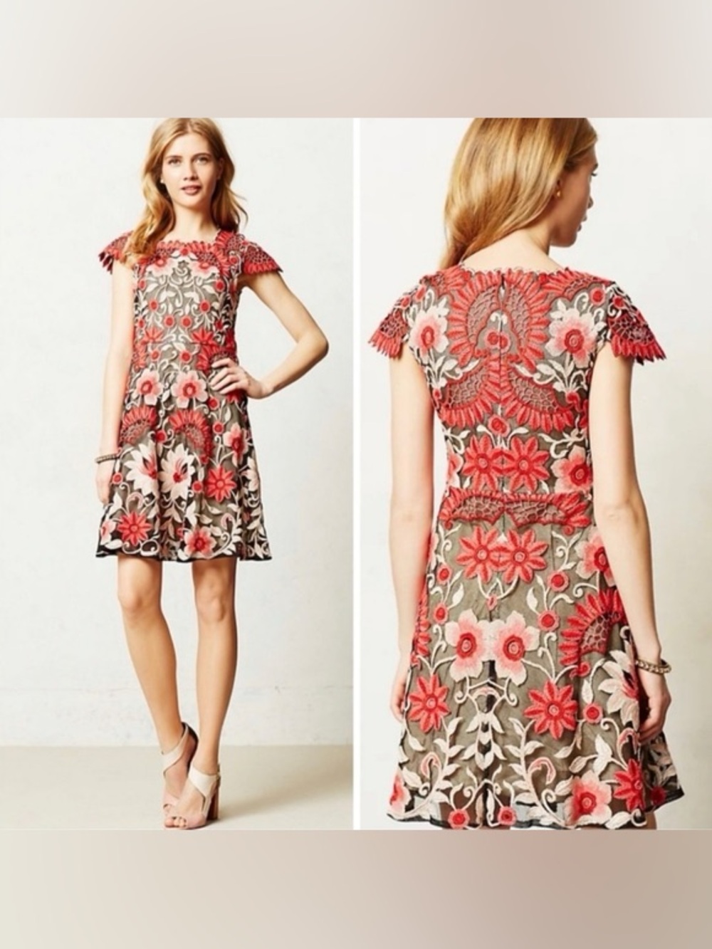 Anthropologie Yoana Baraschi Embroidered Floral Dress